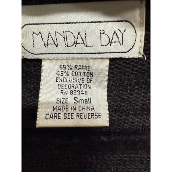 Mandal Bay Vintage Grey Knit Ruffle Floral Embroidered Cardigan size Small - Picture 5 of 5